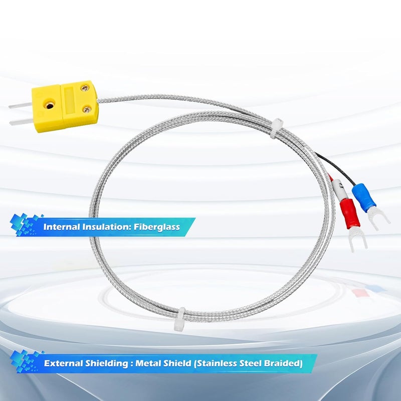 Lioaeust K-Type Thermocouple Block Ceramic Kiln Insulator Kiln Sensor Probe Measuring Temperature 32 to 2372 °F(0 to 1300 °C) 3.3 FT Wire Extension F/C 11G High Tool - Image 4